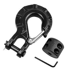 AUTOBOTS [New Edition] Forged Steel 3/8" Grade 70 Safety Latch Black Winch Cable Hook Stopper & Clevis Slip Winch Hook Sets, Max 35,000 lbs -Black&Black