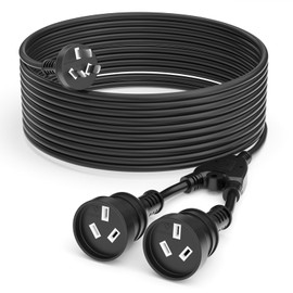 HITRENDS 5M Power Extension Lead Cord with 3-Pin 1 to 2 Double Outlet Plug, 10A 2500W, Australia Standard Household Duty Extension Lead, Black