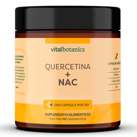 VitalBotanics Quercetina + NAC a base de Quercetina, NAC, Zinc y Vitamina C. 60 capsulas de 500mg (2 meses). VitalBotanics. Multivitaminicos Hombre, Suplementos Alimenticios.