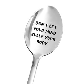 Aakihi Don't Let Your Mind Bully Your Body Spoon - Get Well Gifts for Women Men - Best Recovery Gift – Food Dessert Spoon Engraved Stainless Steel - Eating Disorder Mental Illness Encouragement Gifts