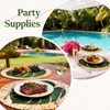 MehelloFeather 24Pcs Luau and Palm Placemats Raffia Grass Tropical Palm