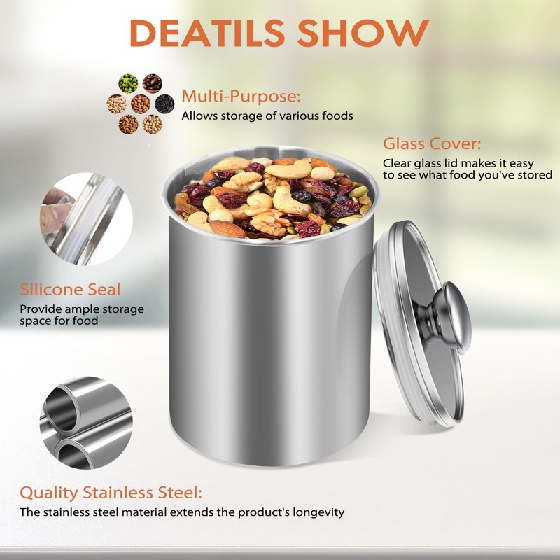 ENLOY Stainless Steel Food Storage Container Set of 3, 88/61/29