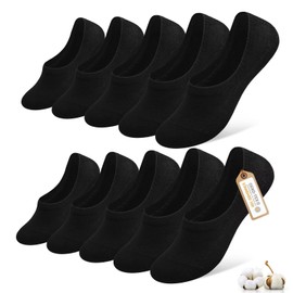 YouShow Ladies Black Socks Mens 6-11 Mens Invisible Socks Black Ankle Socks Womens 4-7 Thin Cotton Trainer Socks Womens Low Cut Seamless Socks Women 10 Pairs Summer Casual Liner Socks