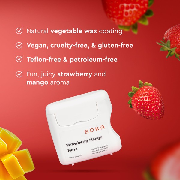 Boka Boka Strawberry Mango Woven Dental Floss, Made from Natural