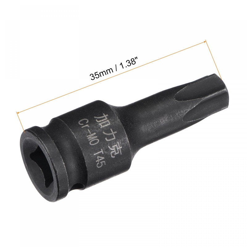 sourcing map T45 Impact Torx Drill Socket 1/4 Inch Square