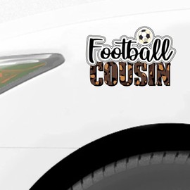 Football Cousin Sticker, Leopard Print Football Vinly Decal for Cars Laptops, Windows, Walls, Fridge, Toilet and More - Sport Theme Stickers 15in
