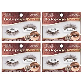 Ardell Balayage Wispies, Chestnut False Eyelashes, with Ultra Thin Band, 4-pack