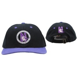 Collegiate Northwestern Wildcats Logo Black and Purple Buckle Back Cap-7966