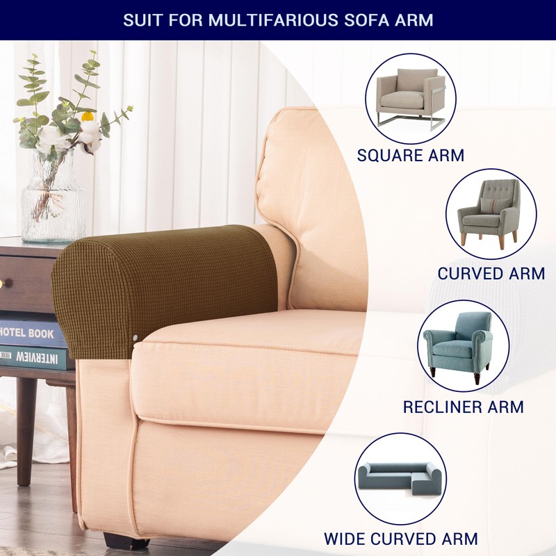 SUBRTEX Stretch Couch Arm Covers Set of 2, Checkered Sofa