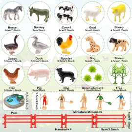 DOITEM Farm Animal Figure Set, Farm Animals with Buildable Fence Toy Gift for 3-4-5 Year Old Kids