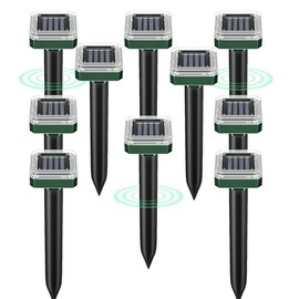 Solar Powered Mole Repellent 10 Packs, Ultrasonic Snake Gopher Vole Repellent for Lawn Garden, Waterproof Outdoor Pest Repeller for Moles Groundhogs Chipmunks
