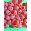 (40) HEART-SHAPE FROSTED RED PLASTIC SPARKLY DOT VALENTINE CRAFT BUTTONS-C1