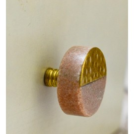ARTISNO Marble Brass Knobs, Pink Marble knobs, Brass Drawer Knobs Cabinet Drawer Pulls, Drawer Knobs, Cabinet Knobs and Pulls, Set of 6