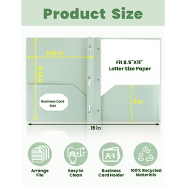 SUNEE Pocket Folders with Prongs(5 Pack, Vintage Colors) Recycled Plastic Folders with Pockets and Prongs Fit Letter Size, Poly Folders with Pockets for School Office Home