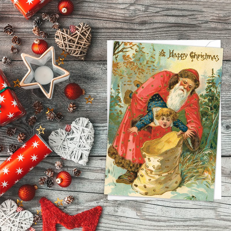 Victorian Santa Funny Christmas Card with Envelopes