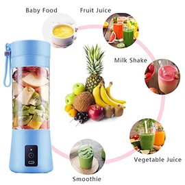 Licuadora Portatil Para Batidos y Smoothies, Mini vaso de Batidora Portátil Recargable USB Pequeña Batidora Batidos Viaje 380ml  Seis Cuchillas 3D... 