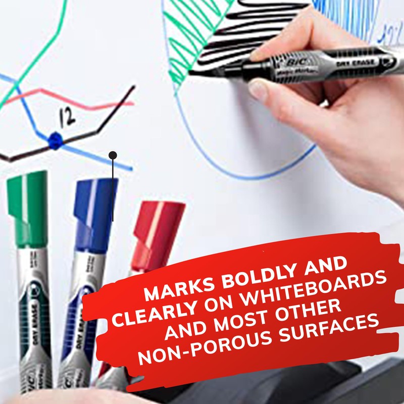 BIC Intensity Advanced Colorful Dry Erase Markers, Bullet Tip, 12-Count