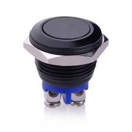 Ulincos Momentary Push Button Switch Waterproof Switch U16A1/U19A1 1NO SPST Silver Black 16/19mm 12V