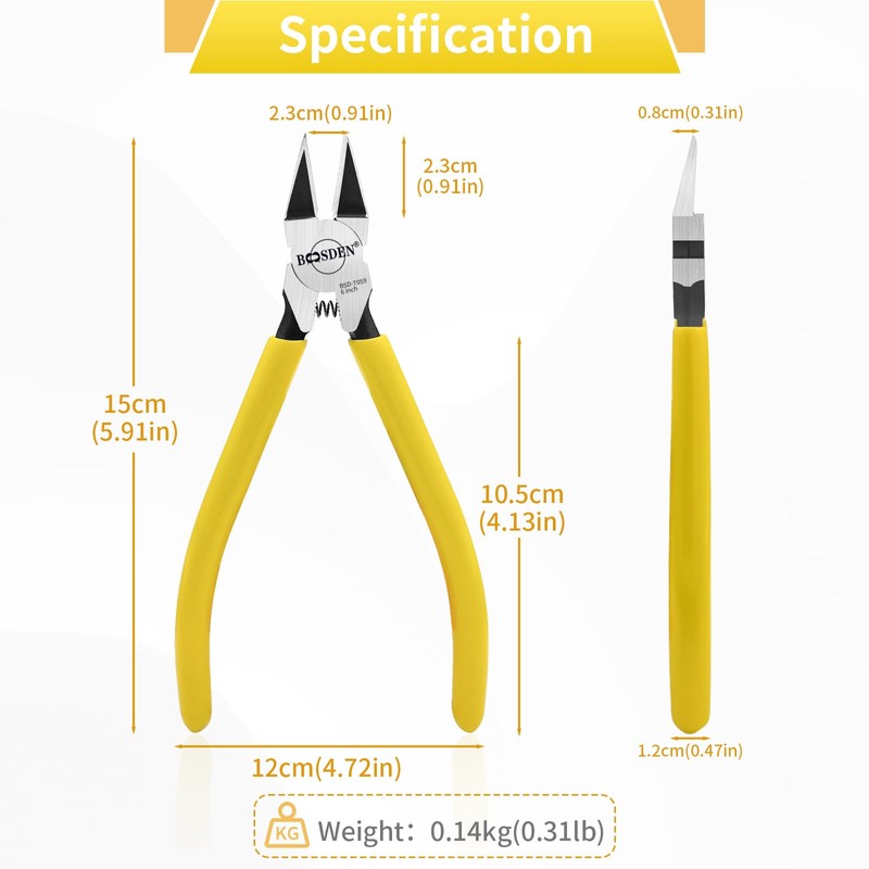 BOOSDEN Small Wire Cutters 2 Pack, 6 inch Wire Cutting