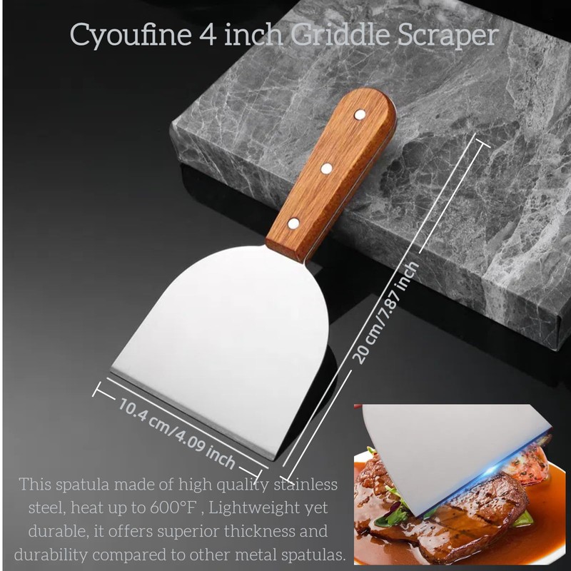 Cyoufine Middle Wide Griddle Scraper, 4 ''x 4 '' Smashed