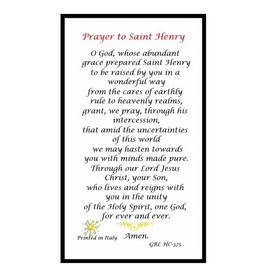 Gifts by Lulee, LLC Saint Henry The Good Saint Henry Emperor Patron of the Childless Laminated Italian Holy card with Gold Accents