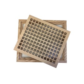 10 Inch x 12 Inch Red Oak Hardwood Vent Floor Register Flush Mount with Frame, Eggcrate Style, Unfinished