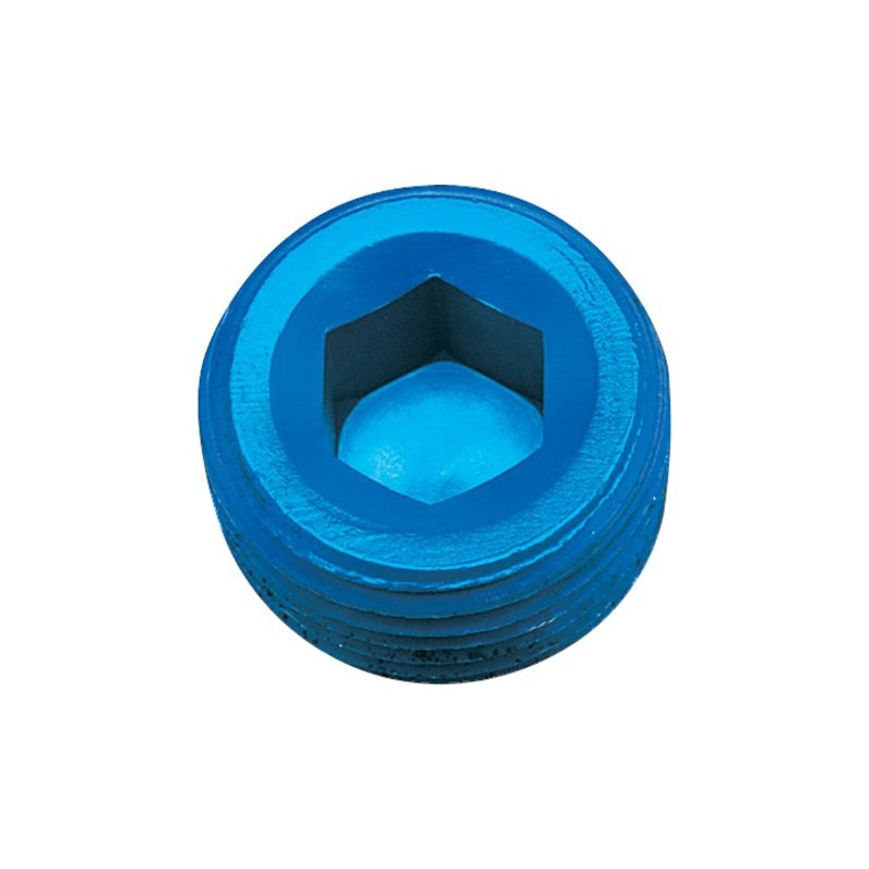 Edelbrock/Russell 662060 Blue Anodized Aluminum 3/8" Allen Socket Pipe Plug