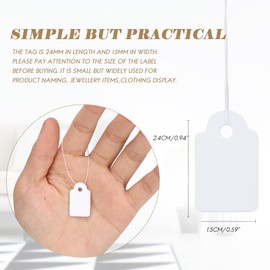 Pack of 500 Price Tags Small Hanging Labels Marking Labels with Thread, 15 mm x 24 mm, for Jewellery Display
