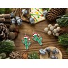 RareLove Green Christmas Cactus Earrings with Red Sant Hat Drop
