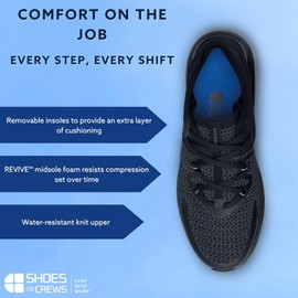 Shoes for Crews Gia, Women's Slip Resistant Work Shoes, Black, Size 11