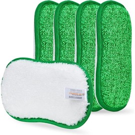 Kitchen Dish Sponge Scrubber Non Scratch, Dishcloth No Odor Reusable Washable Multipurpose Scrub Pads Sponges Heavy Duty for Dawn Dish Soap Cleaning of Sink Pans - Colour: Green-5pcs