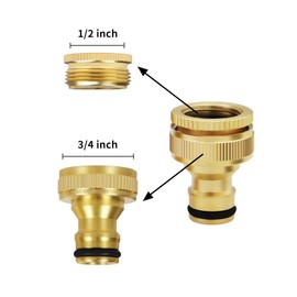 Mdlufee Mdlufee 2 Pcs Gartenschlauch Schnellverbinder,3/4 Zoll,1/2 Zoll 2-in-1 Messing Weibliche Gewindehahn Stecker für Gewindehahn Adapter