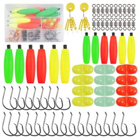 Catfish Rig Catfishing Fishing Accessories Making Kit,111pcs Catfish Tackle Bait with Catfish Peg Floats Bobber Stopper Circle Hooks Swivels Fishing Rattler Bells Santee Cooper Rig Equipment