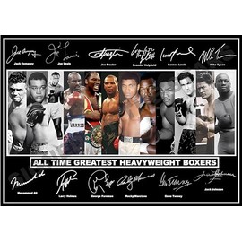 Stunning Quality All Time Greatest Heavyweight boxers Signed/Autographed Print. Boxing Muhammad Ali, Mike Tyson etc etc (A4 Print 29.7cm x 21cm)