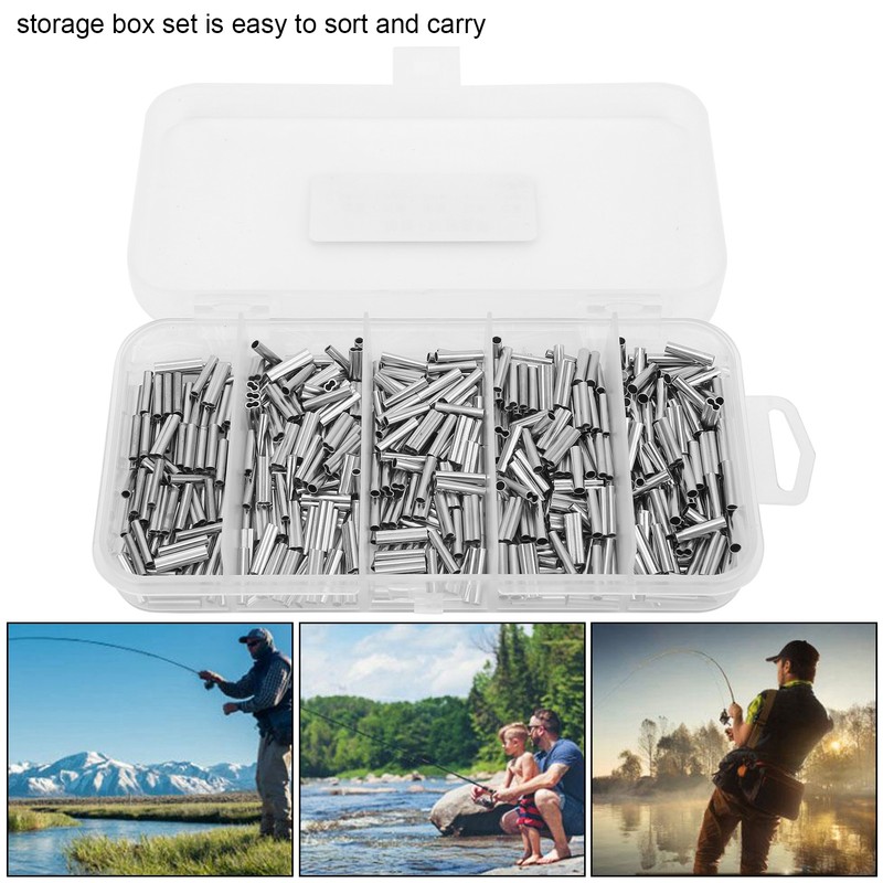 500PCS Single Double Barrel Crimping Sleeve Fishing Line Wire Leader