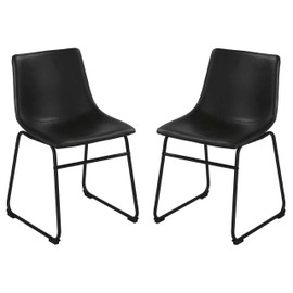 Cortesi Home Casablanca Dining Chair in Distressed Black Faux Leather, (Set of 2)