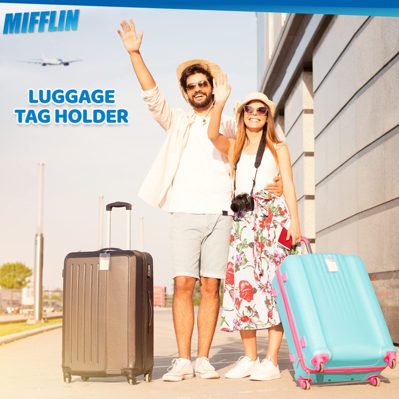 Mifflin-USA Luggage Tags with Transparent Loops (Clear, 10 Pack), Waterproof