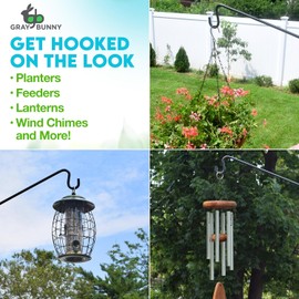 Gray Bunny Deck Hook, 37 Inch Bird Feeder Pole, Non-Slip Clamp Deck Bird Feeder Hanger for railing for Bird Feeders, Planters, Suet Baskets, Lanterns, Wind Chimes and More