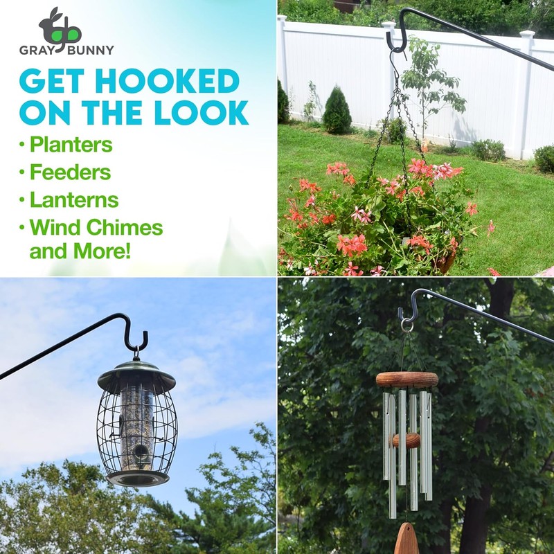 Gray Bunny Deck Hook, 37 Inch Bird Feeder Pole, Non-Slip