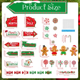 Moinchore 53 Pcs Christmas Bulletin Board Set Christmas North Pole Sign Classroom Decorations Xmas Gingerbread Candy Cane Paper Cutouts Decor for School Door Wall Winter Holiday Party Supplies