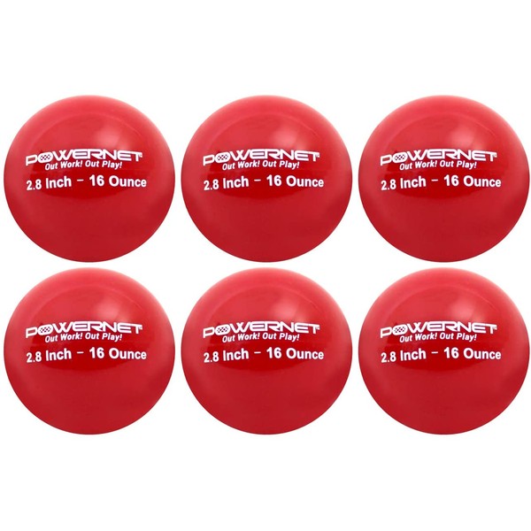 PowerNet 2.8" Weighted Hitting Batting Training Balls (6 Pack) | Choose Your Weight 12 to 20 oz | Build Strength and Muscle | Improve Technique and Form | Baseball Size | Enhance Hand-Eye Coordination