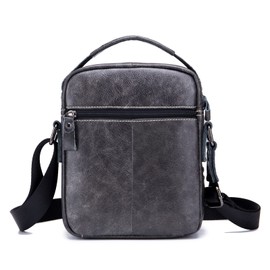 Casual Shoulder Bag Men's Crossbody Bag Cowhide Small Backpack Travel Business Office Study Waterproof Portable Leather Multi-Pocket Handbag, black, Retro