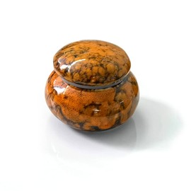 GOIYZTTR Small Urn Mini Ceramic Urn - 5 cm Handmade Urn Exquisite Small Memorial Urn for Keepsake for Safe Storage of Ashes (Summer Orange)