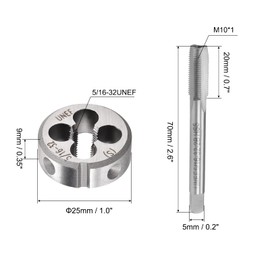 QUARKZMAN 2 x Machine Tap 5/16-32 UNEF Thread Pitch 2B 3 Flutes, 5/16-32 UNEF Round Dies Machine Thread Thread Matrices 1.0 Inch OD Tool Steel