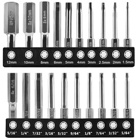 JONMON Hex Head Allen Wrench Bit Set - 20Pcs 1/4 Inch Hex Shank S2 Steel Metric & SAE Quick Change Magnetic Tip Screwdriver Drill Driver Bits for Assembling Furniture, 2.36 Inch Length