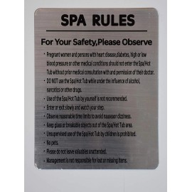 BUILDINGSIGNS SPA Rules Sign (Silver, Rust Free Aluminium 8X12)-REF24-10