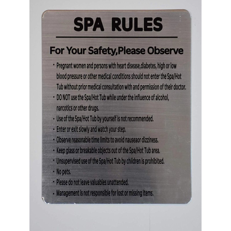 BUILDINGSIGNS SPA Rules Sign (Silver, Rust Free Aluminium 8X12)-REF24-10