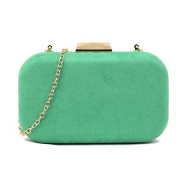UShopUK Faux Suede Hard Compact Case Bridal Prom Wedding Evening Clutch Party Purse Hand Bag (Green)