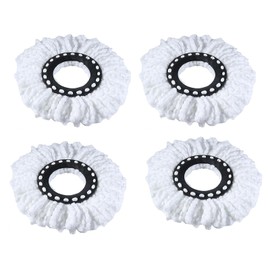 4 Pack Spin Mop Heads Replacement, Mop Head, Spin Mop Heads, Heavy-Duty 16x16cm Universal Fit Refills, Absorbent Machine-Washable White Mop Pads for Hard Floors (6.3x6.3in)