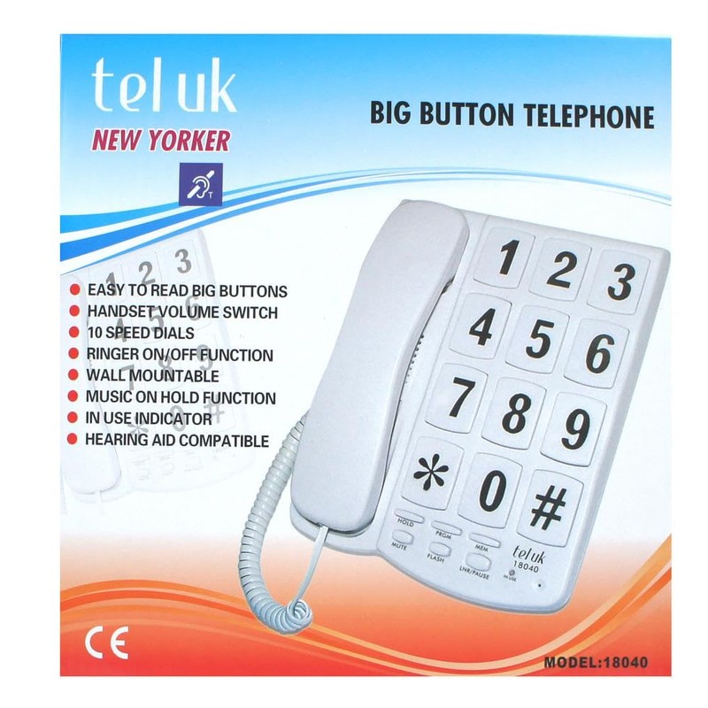 Tel UK Desk Telephone Hearing Aid Compatible - White Brand